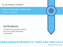 Google Tag Manager Fundamentals certificate