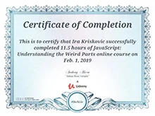 Javascript: Understanding the Weird Parts certificate