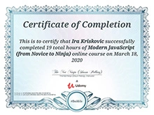 Modern JavaScript certificate
